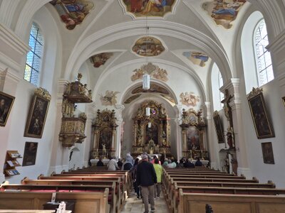 Der Innenraum der Frohnbergkirche ist reich an kunsthistorisch wertvollen Schätzen. Besonders beeindruckend sind die Deckengemälde im Chor, die Szenen aus dem Leben Marias darstellen und 1782 von J. M. Wild aus Amberg geschaffen wurden. 