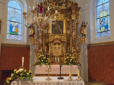 Im Zentrum der Wallfahrtskirche auf dem Mausberg steht das Gnadenbild der Gottesmutter. Seine genaue Herkunft ist nicht überliefert. Nach Einschätzung des Madonnenbildforschers P. Theophil Briemle O.S.F. könnte es sich um eine Kopie eines Bildes aus dem Umfeld des berühmten Malers Lucas Cranach handeln. 